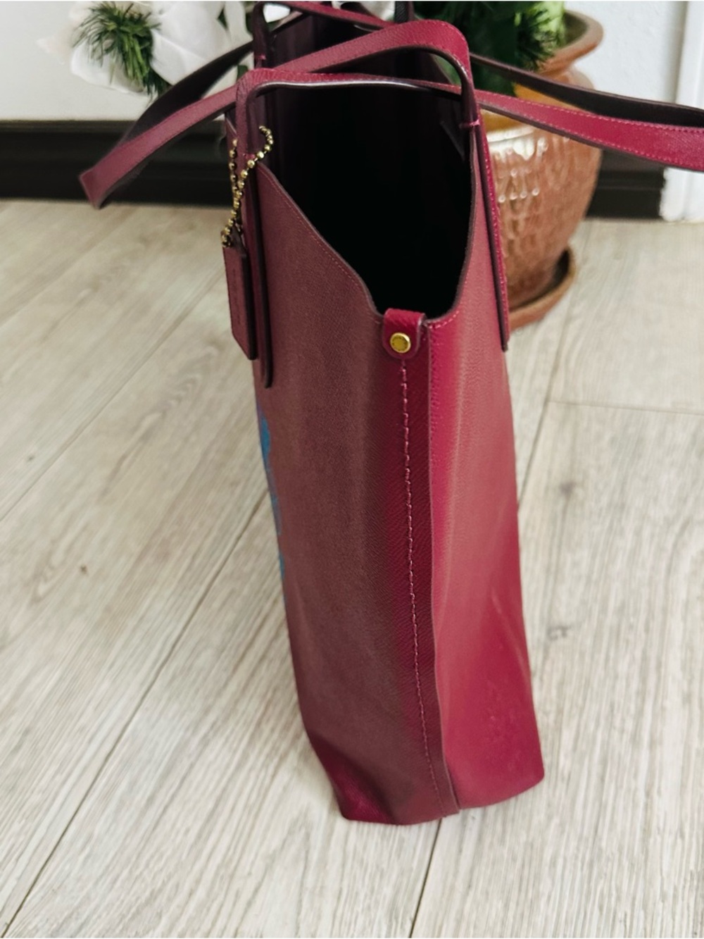 NEVER USED — Coach Deep Red Ombré
Highline Tote: Rainbow Rexy Dino and
Carriage - Picture 5 of 10